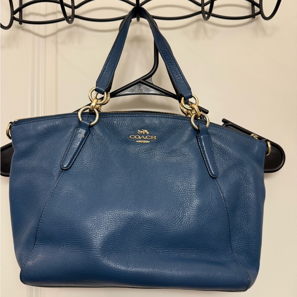 Coach Blue Shoulder Bag with Gold Hardware